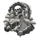hell and stair way to heaven tattoo design idea