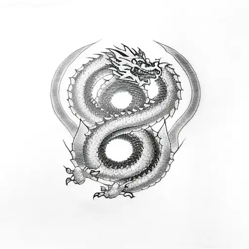 Dragon with cloud and thunder tattoo design idea