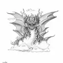 Dragon with cloud and thunder tattoo design idea