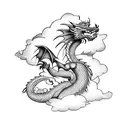 Dragon with cloud and thunder tattoo design idea