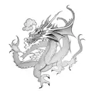Dragon with cloud and thunder tattoo design idea