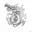 Dragon with cloud and thunder tattoo design idea