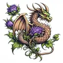 thistle dragon with celtic   tattoo design idea