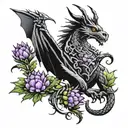 thistle dragon with celtic   tattoo design idea