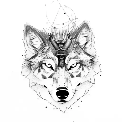 steampunk full-body wolf tattoo design idea