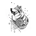 steampunk full-body wolf tattoo design idea