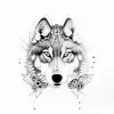 steampunk full-body wolf tattoo design idea
