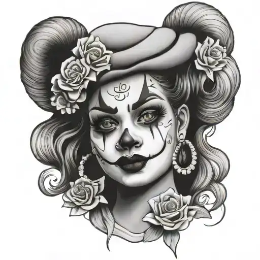 chicana clown girl face tattoo design idea