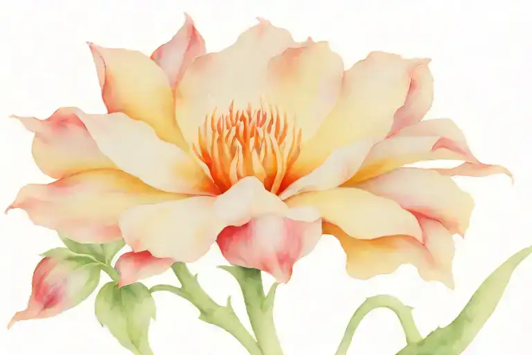 misty mountain flower growing tattoo design idea