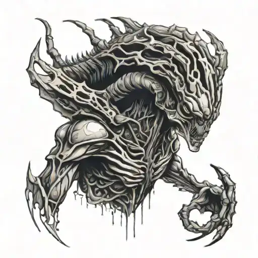 alien queen from the alien movie saga tattoo design idea