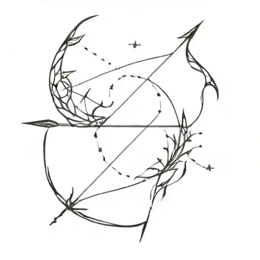 sagittarius constellation with bow and arrows tattoo design idea