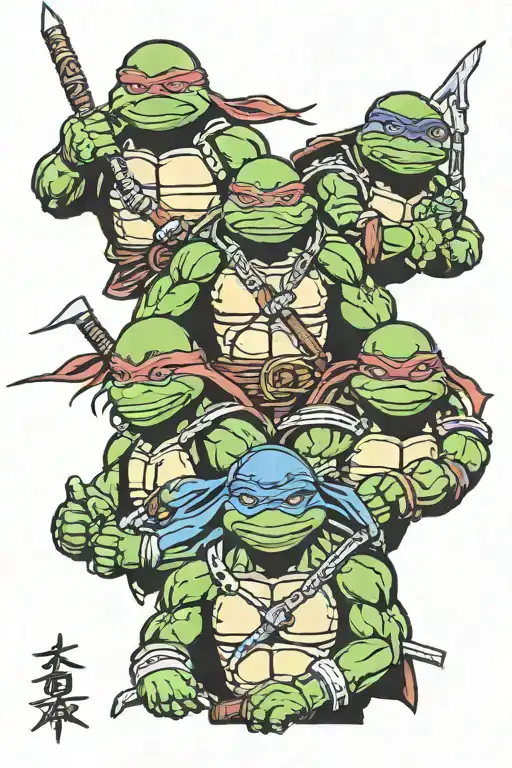 ninja turtles cowboy native american sleeve shoulder chest tattoo design idea