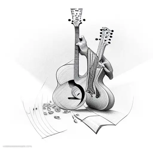 Guitar strings transforming into a biblical scripture tattoo design idea