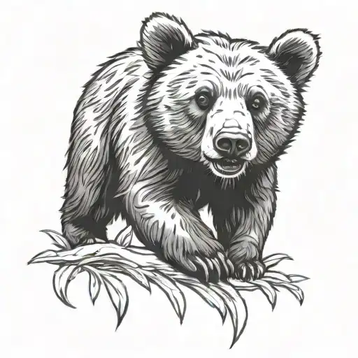 bear cub tattoo design idea
