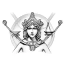 Themis s the goddess and personification of justice, divine order, law, and cust tattoo design idea