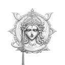 Themis s the goddess and personification of justice, divine order, law, and cust tattoo design idea