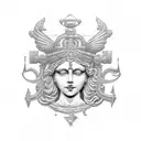 Themis s the goddess and personification of justice, divine order, law, and cust tattoo design idea