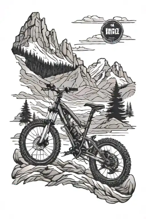 Wienerdog, Alps, MTB riding tattoo design idea