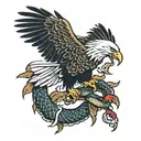 EAGLE EATING SNAKE  tattoo design idea