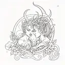 mix of gemini and capricorn elements incorporated tattoo design idea