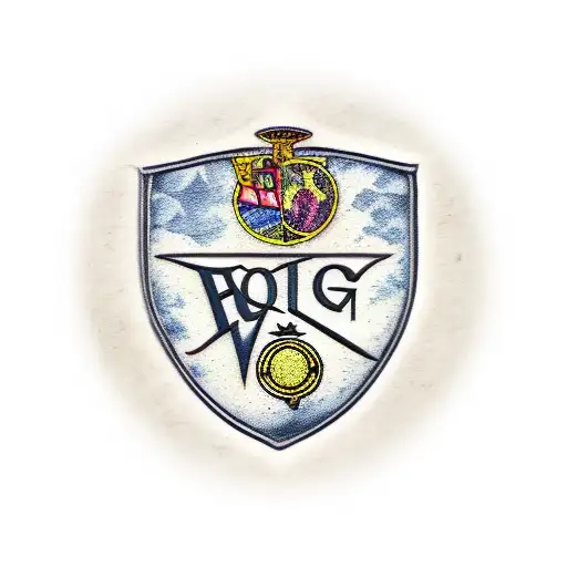 Teacher's desk covered in Hogwarts-themed objects tattoo design idea