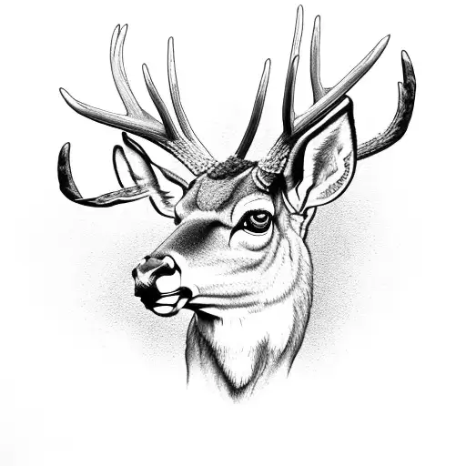 mule deer with bike chain and apricots tattoo design idea
