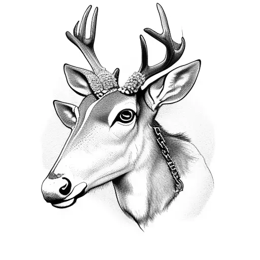 mule deer with bike chain and apricots tattoo design idea