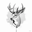 mule deer with bike chain and apricots tattoo design idea
