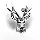 mule deer with bike chain and apricots tattoo design idea
