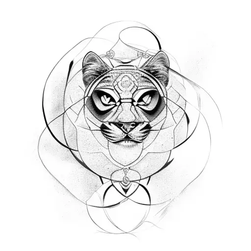 Unique jewelry-inspired design featuring a panther and horse intertwined with love symbols tattoo design idea