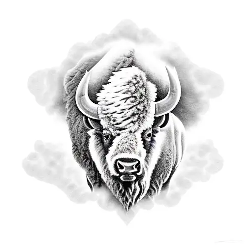 bison with a steam engine grand canyon tattoo design idea