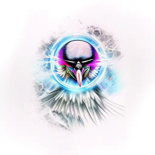 raven digitally transforming tattoo design idea