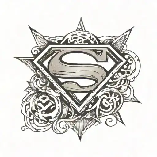 superman logo 3d bursting tattoo design idea