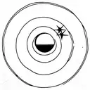 Imperfect heart shaped thin outline with moon and sun and star detail  tattoo design idea