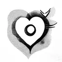 Imperfect heart shaped thin outline with moon and sun and star detail  tattoo design idea