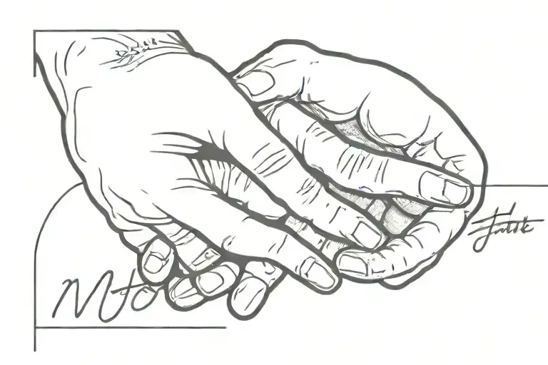 two hands forming the pinky promise gesture, with the words "no matter what" delicately written inside the space between tattoo design idea
