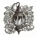 lantern dawn flame tattoo design idea