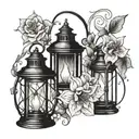 lantern dawn flame tattoo design idea