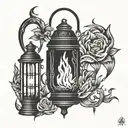 lantern dawn flame tattoo design idea