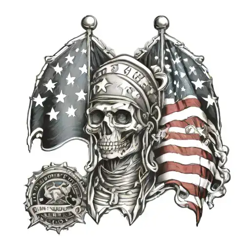 patriotic arm sleeve tattoo design idea