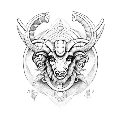 aries horns with pisces tattoo design idea