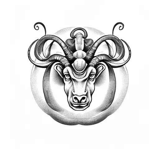 aries horns with pisces tattoo design idea