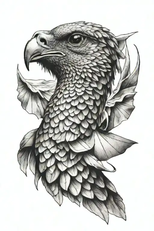 dragon scale mail pigeon tattoo design idea