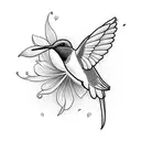 hummingbird and flowers tattoo design idea