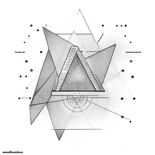 a sound wave diagram with a small triangle at one end, interlinking with circles decreasing in size tattoo design idea