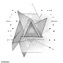 a sound wave diagram with a small triangle at one end, interlinking with circles decreasing in size tattoo design idea
