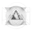 a sound wave diagram with a small triangle at one end, interlinking with circles decreasing in size tattoo design idea