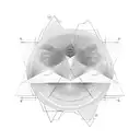 a sound wave diagram with a small triangle at one end, interlinking with circles decreasing in size tattoo design idea