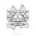 a sound wave diagram with a small triangle at one end, interlinking with circles decreasing in size tattoo design idea