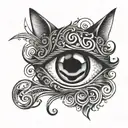 cat eye evil eye tattoo design idea